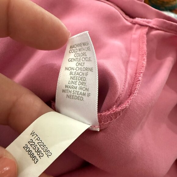 Size PM MP M petite J.Jill luxe camp shirt Pink Button up Short Sleeve modal Poc - Picture 8 of 9